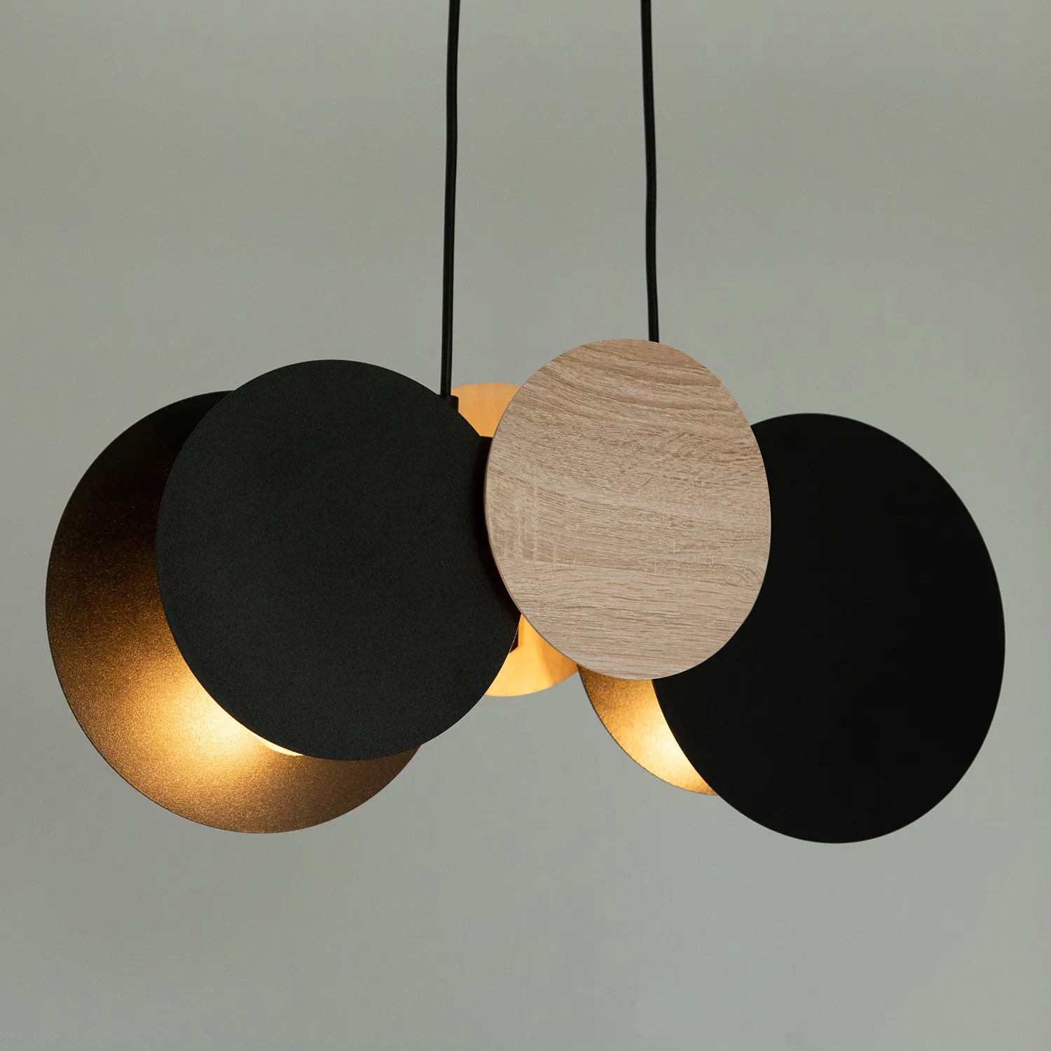 Lampa wisząca TOLA 2 czarne efekt drewna - SI_41092