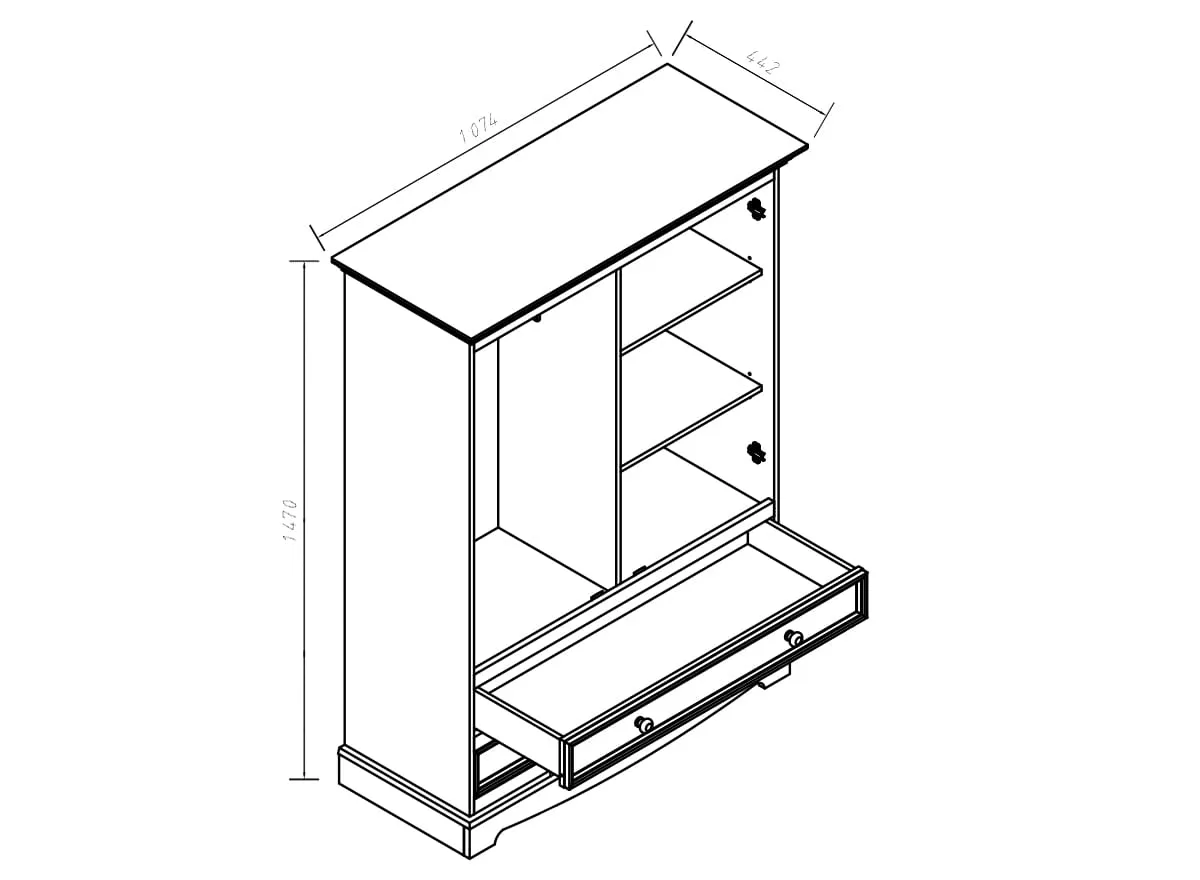 Bieliźniarka 2-drzwiowa z 2 szufladami BELLUNO ELEGANTE biały – dąb - PL033B/D