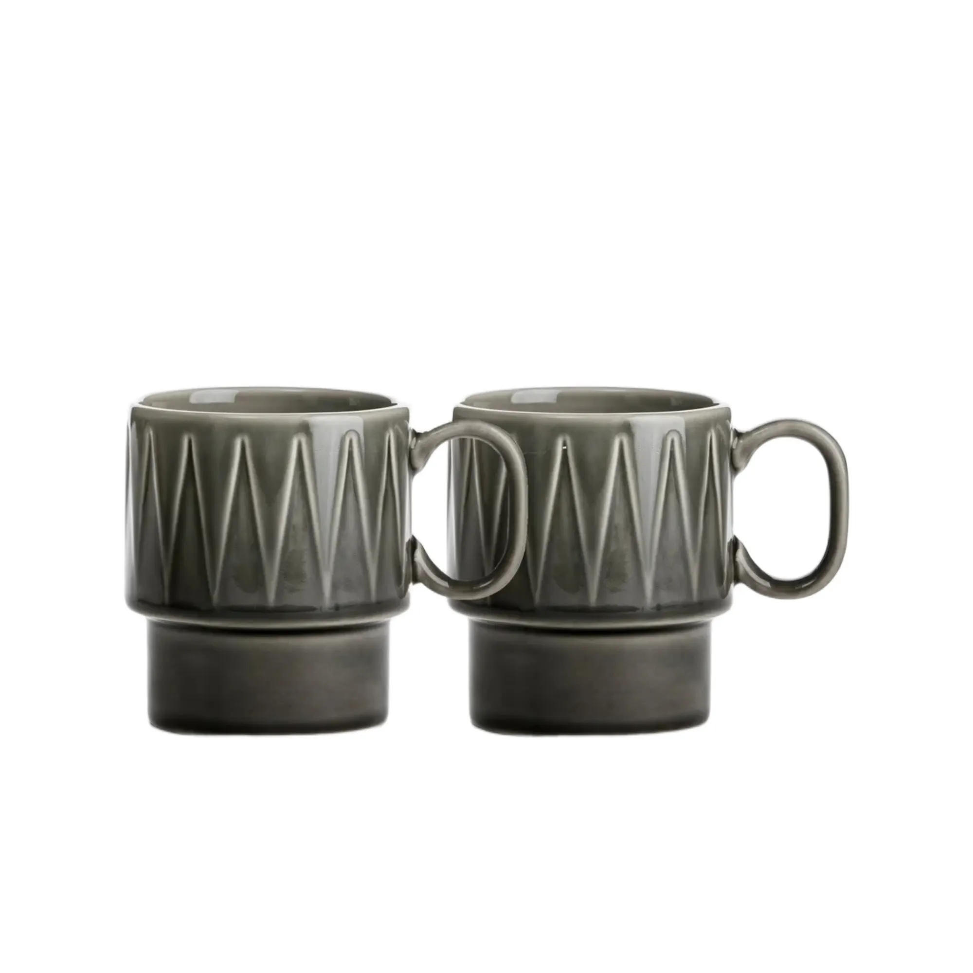 SAGAFORM COFFE & MORE Zestaw 2 kubków 300ml, szary mugs, set, ceramic, zwierająca para, szaro-czarny