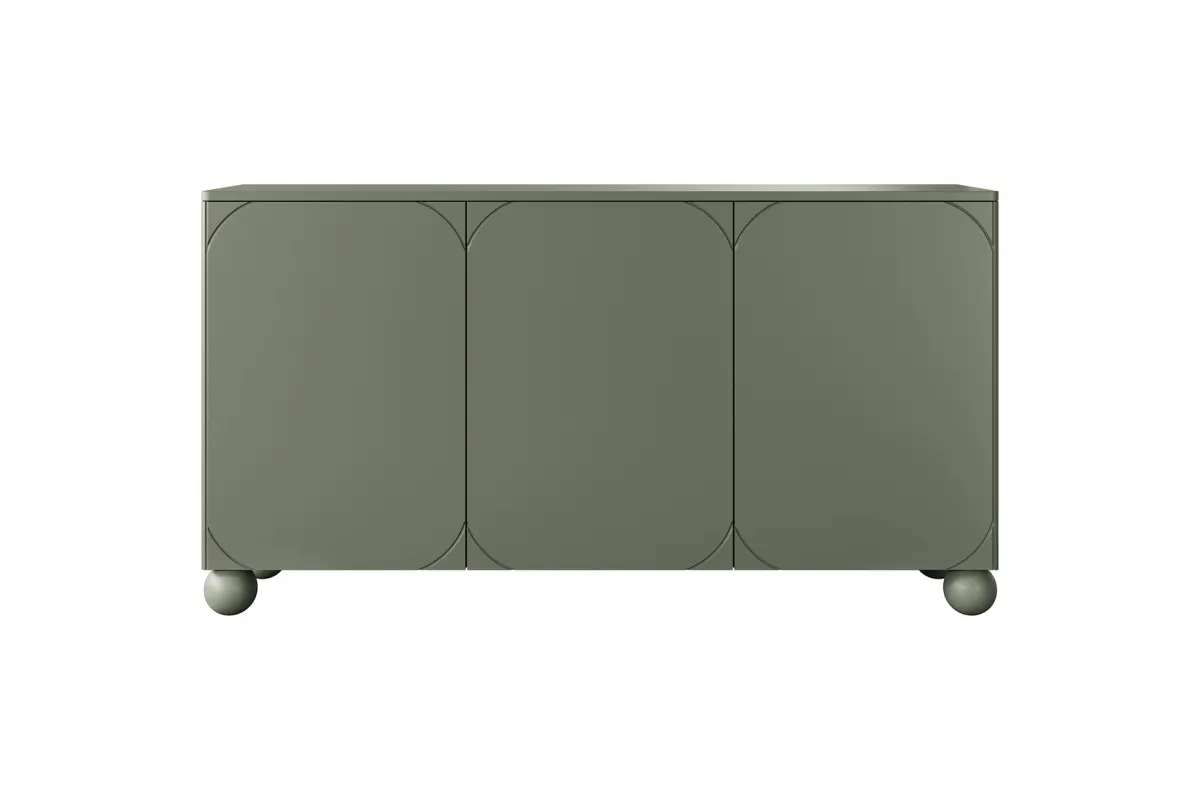 Komoda 3-drzwiowa SONATIA 150cm oliwka nogi kule - B_157169
