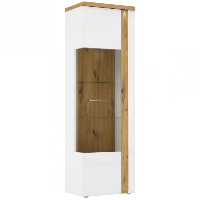 Witryna szklana wysoka TULUZA 196x66,5 prawa biała dąb artisan Witryna szklana wysoka TULUZA 196x66,5 prawa biała dąb artisan