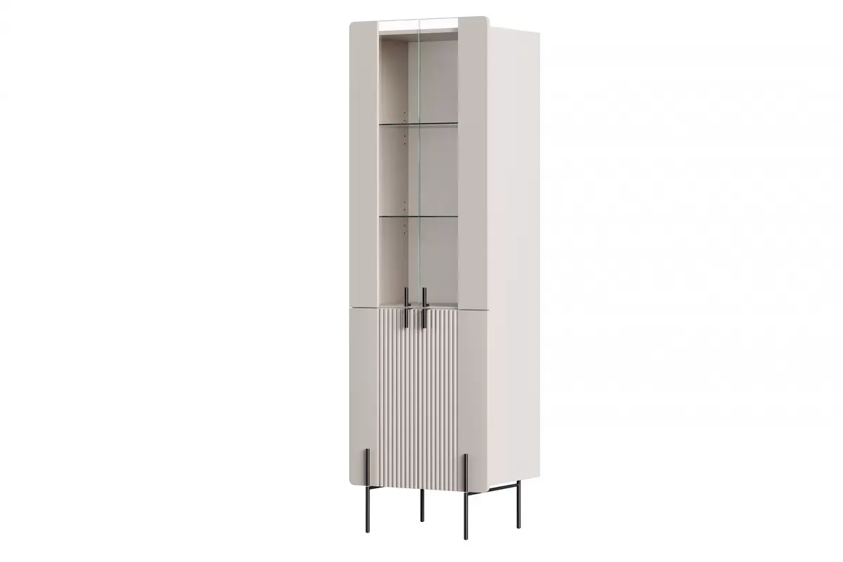Witryna 4-drzwiowa MALMI 60cm - kaszmirowa - czarne nóżki Witryna 4-drzwiowa MALMI 60cm - kaszmirowa - czarne nóżki