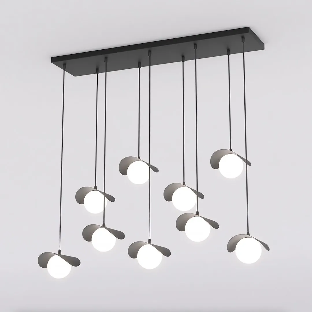 lampa wisząca, pendant light, kuleczki, metalowy mocowanie, czarna listwa