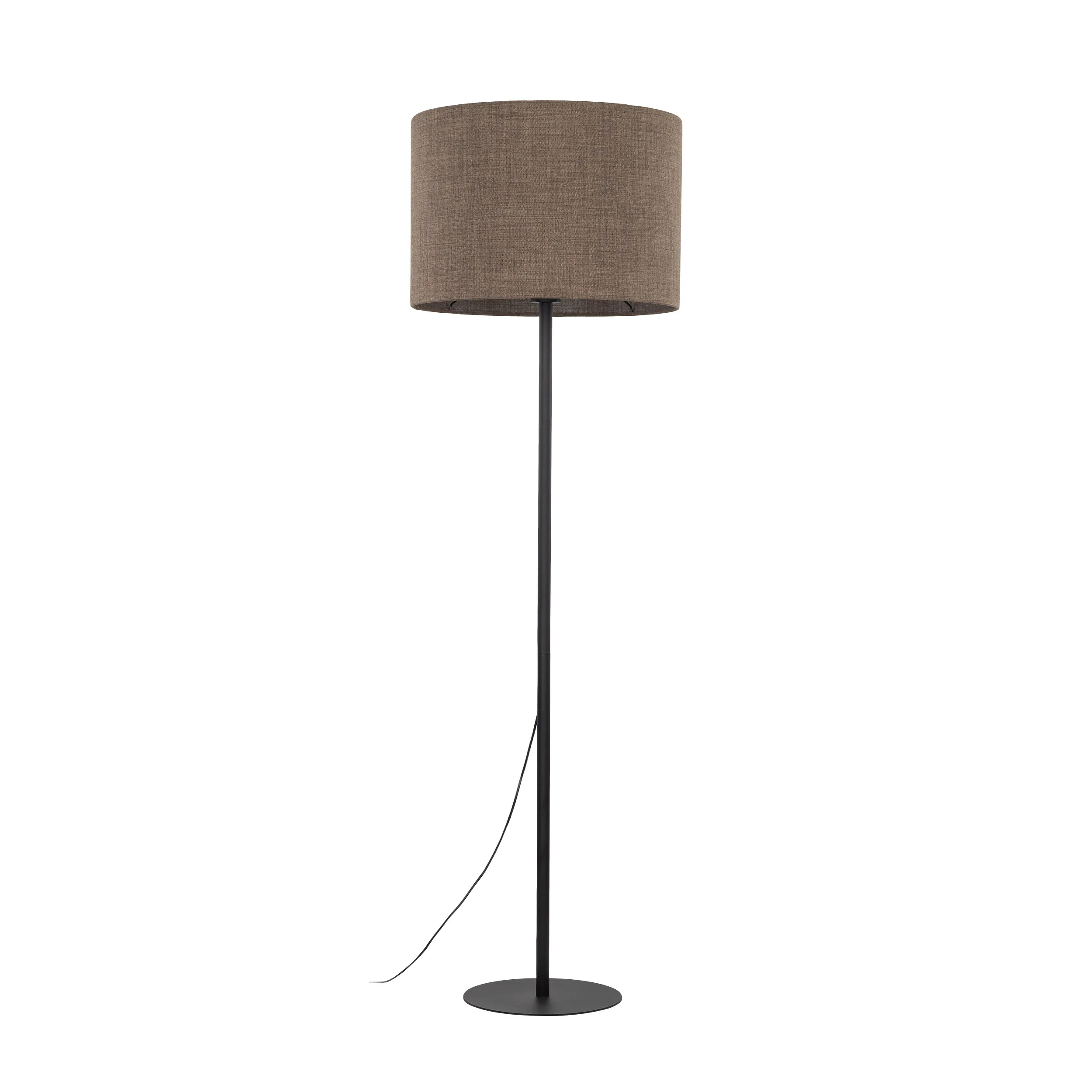 Lampa podłogowa EARTH czarna z brązowym okrągłym abażurem 165x50cm
