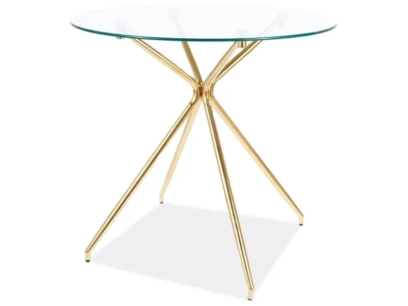 Stół okrągły AZALIA 80 cm transparentny/złote nogi Signal Stół okrągły AZALIA 80 cm transparentny/złote nogi Signal