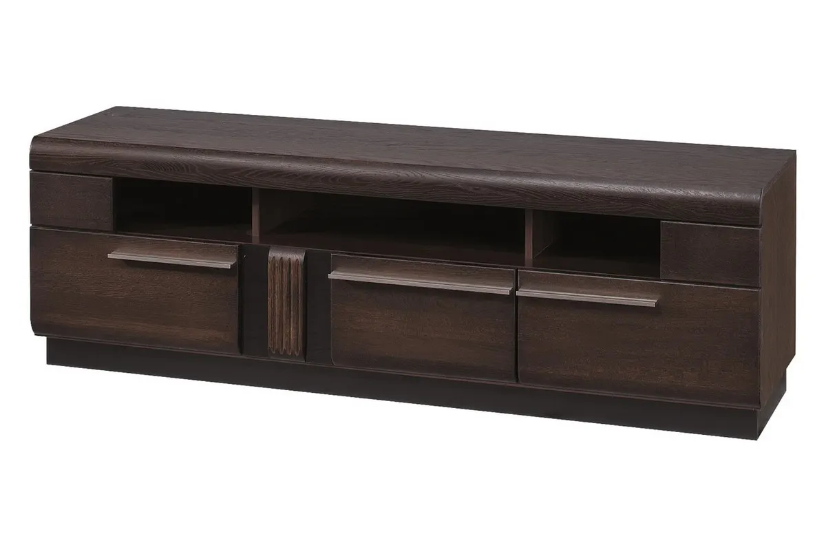 Szafka RTV PORTI 25 drewniana dąb czekoladowy czarna 160x51x42cm