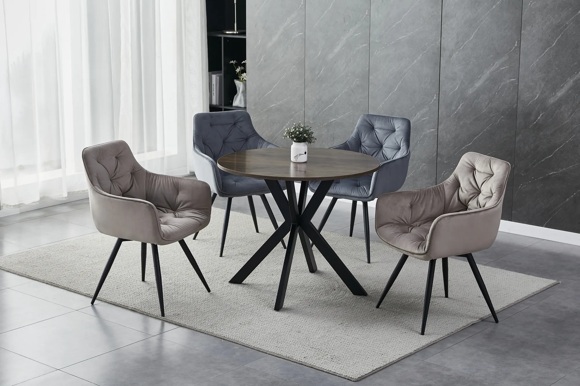 STÓŁ TALIA II ORZECH/CZARNY MAT FI 90 Signal - TALIAIIORCFI90