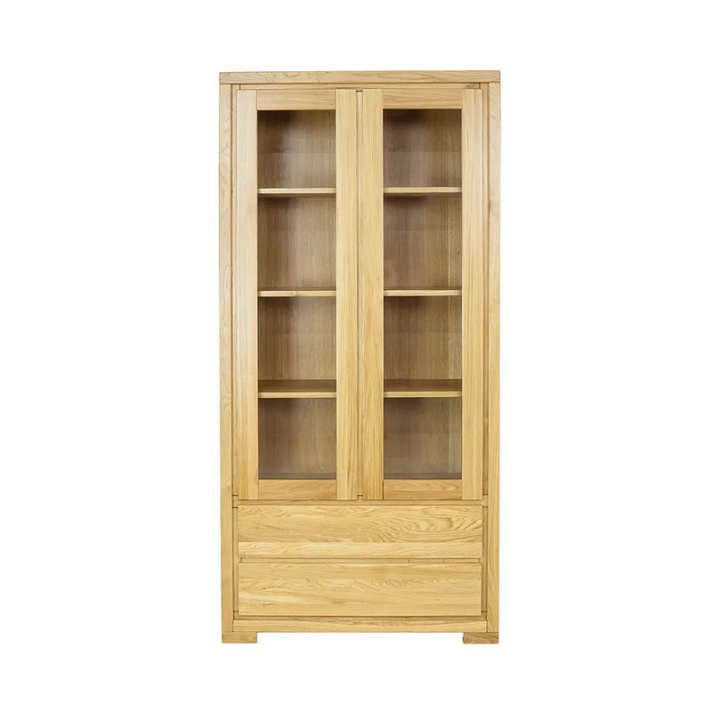 Witryna szklana z szufladami KW352 dębowa nielakierowana - 40916