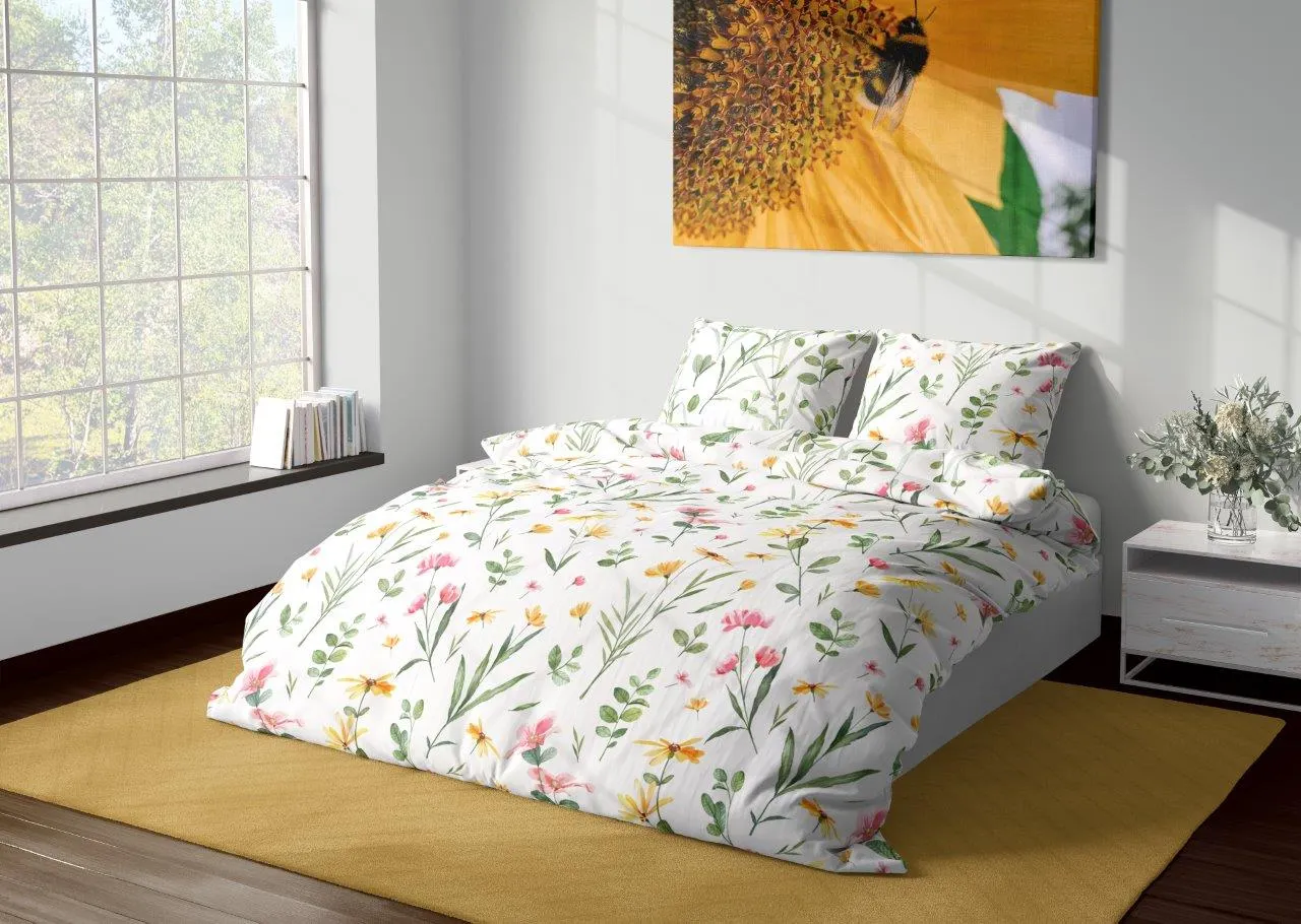 Pościel komplet MILAGRO VERDE 002 satyna bawełniana 160X200+2x70X80 zielona biała - FARO_29945