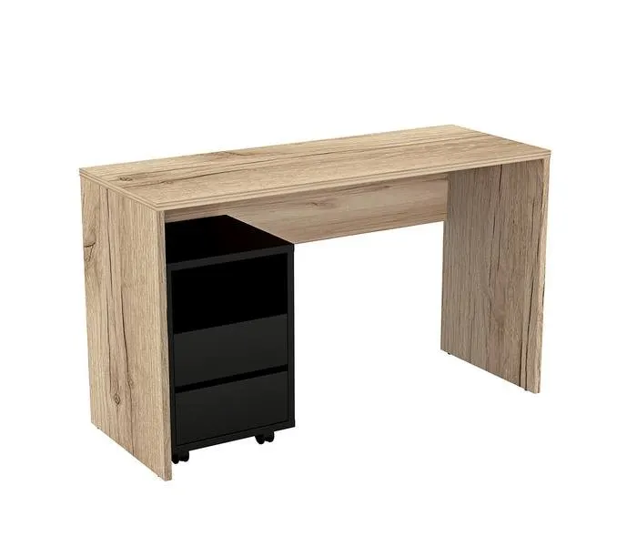 Biurko AGAPI 7 z kontenerkiem czarnym dąb sonoma onyks 130x75x50cm