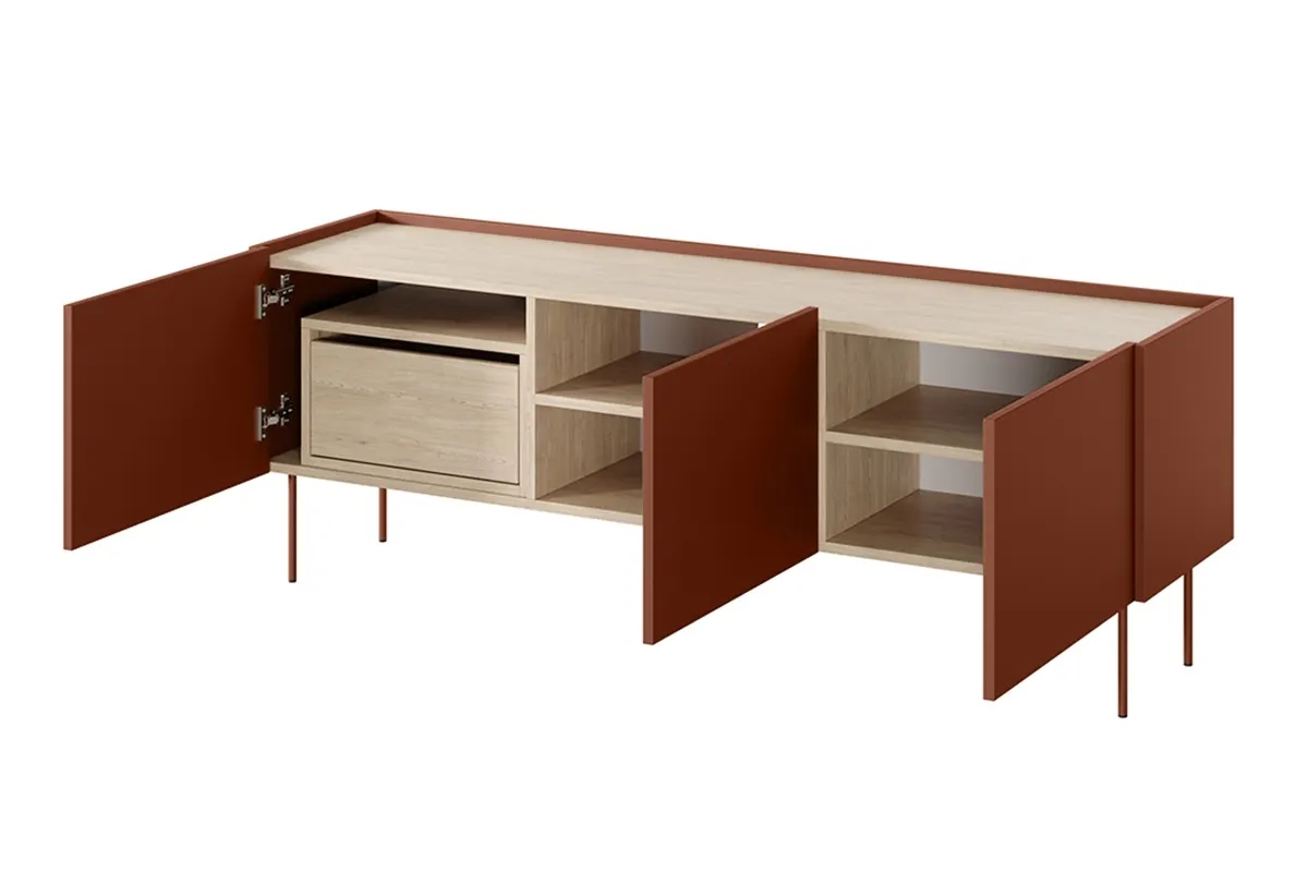 Szafka RTV DESIN 170 z szufladą - czerwony ceglany - dąb nagano - B_149114