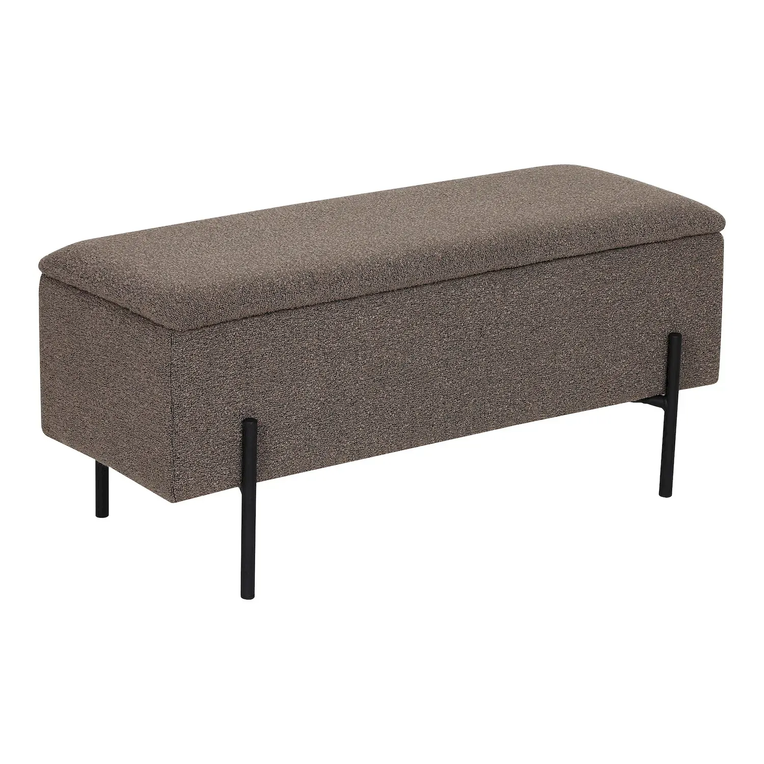 Ławka tapicerowana z pojemnikiem WATFORD 95 cm boucle brązowa Ławka tapicerowana z pojemnikiem WATFORD 95 cm boucle brązowa