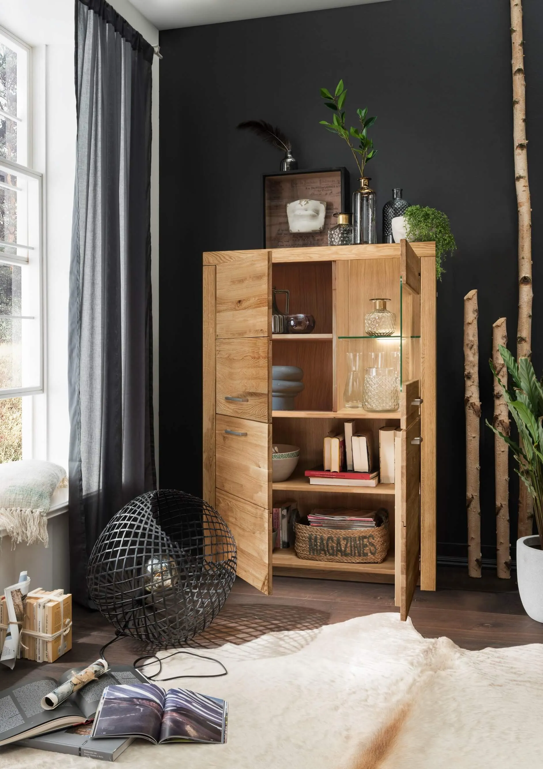 Kredens 2-drzwiowy dębowy z przeszkleniem DOVE 102x141 II-Prawy - GK_1031690411