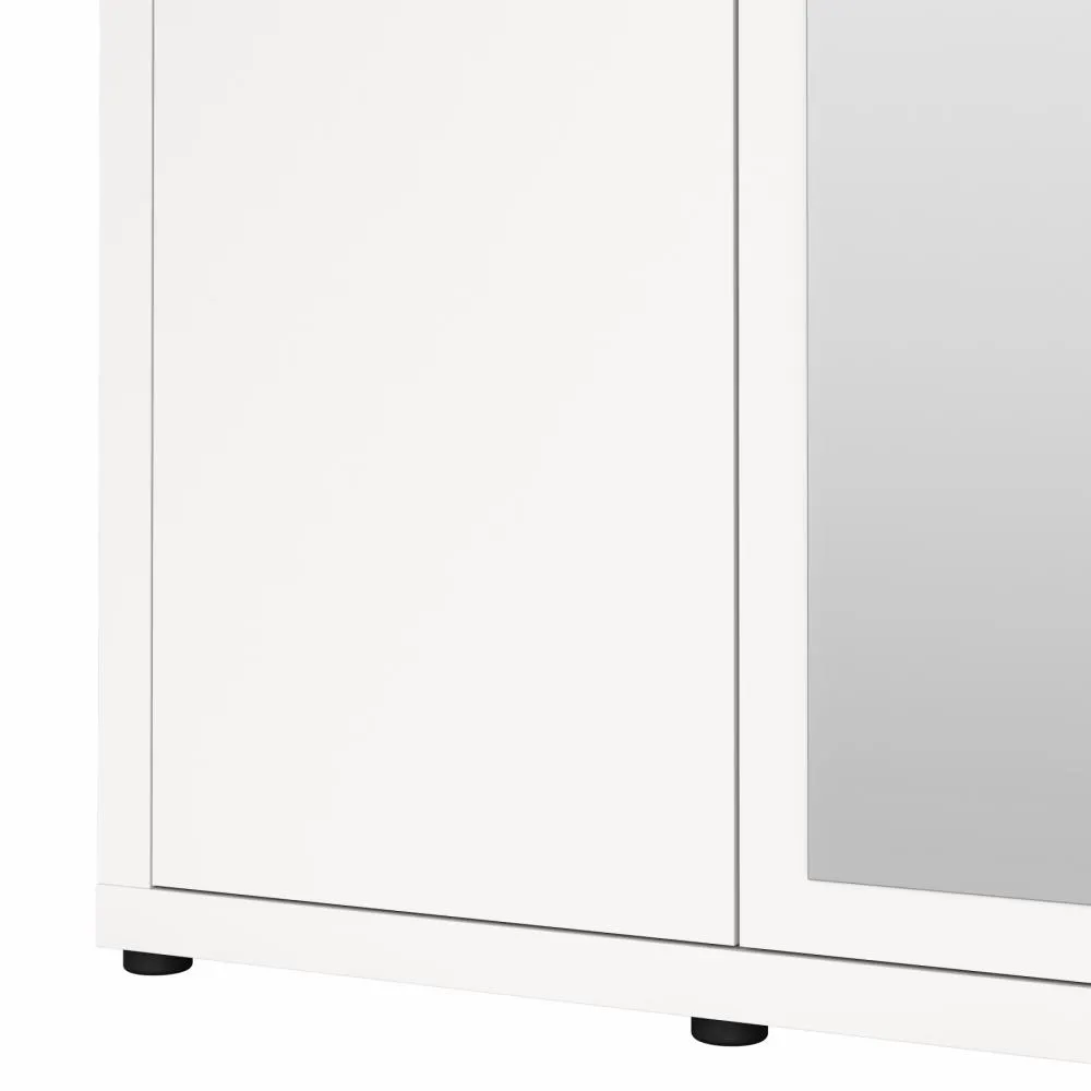Szafa 3-drzwiowa z 2 szufladami i lustrem MIRA 154 cm biała - TV_712414949