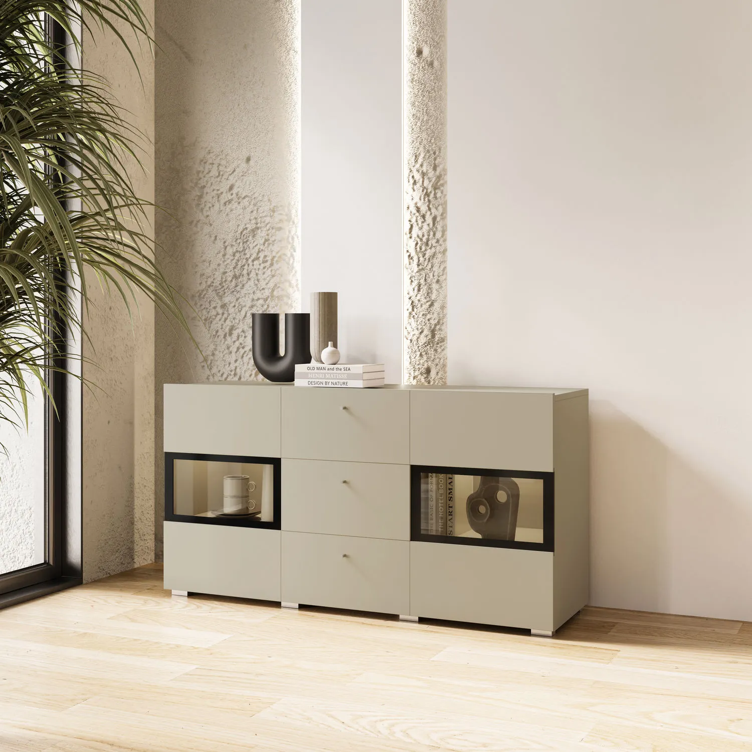 Komoda 2-drzwiowa z szufladami BAROS 26 beż jasny - 2412BM26