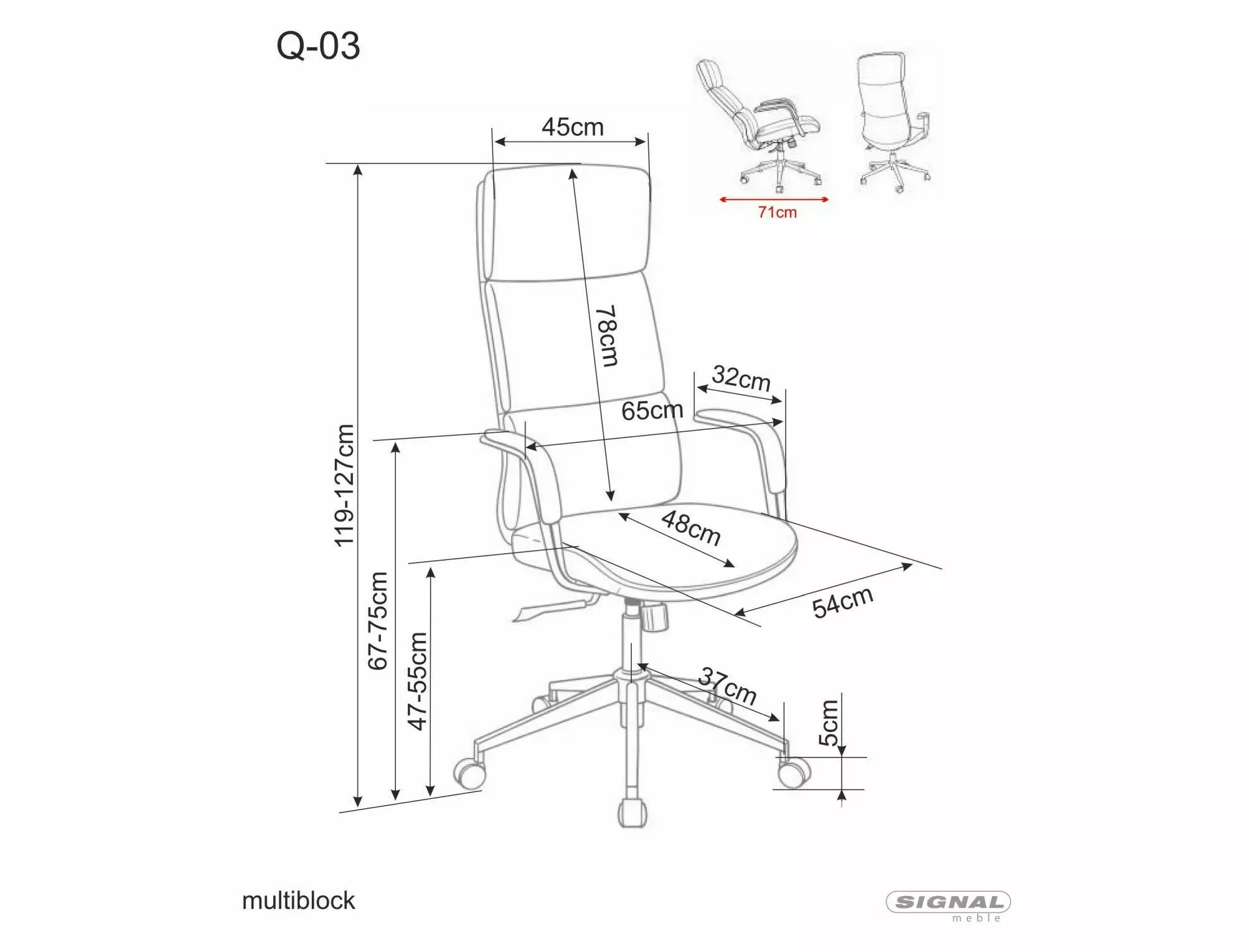 Fotel obrotowy Q-03 multiblock ekoskóra szary — zdjęcie 2