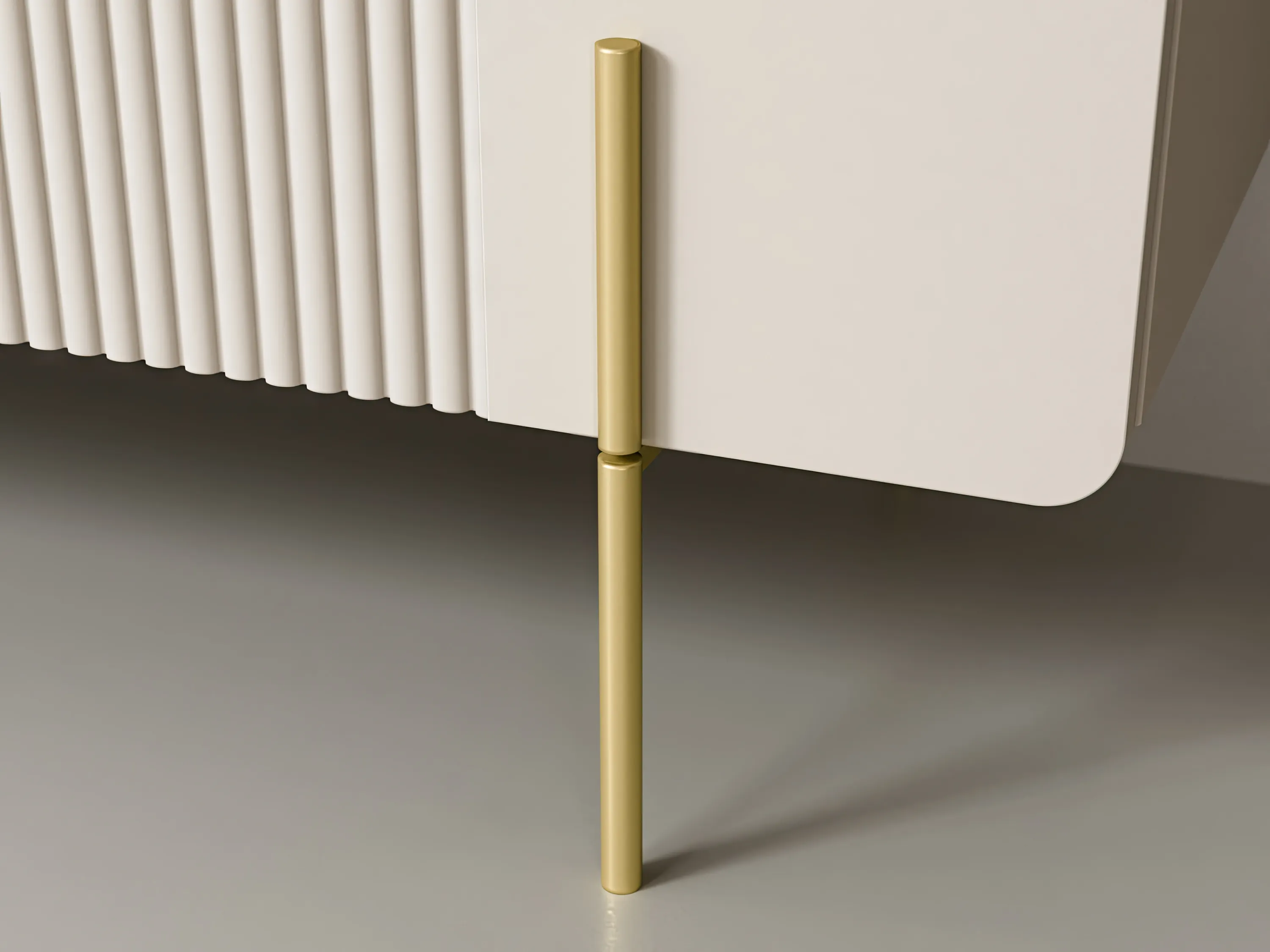 Stolik kawowy z 2 szufladami MALMI ryflowany front 60x100cm - kaszmirowy - złoty - B_167013