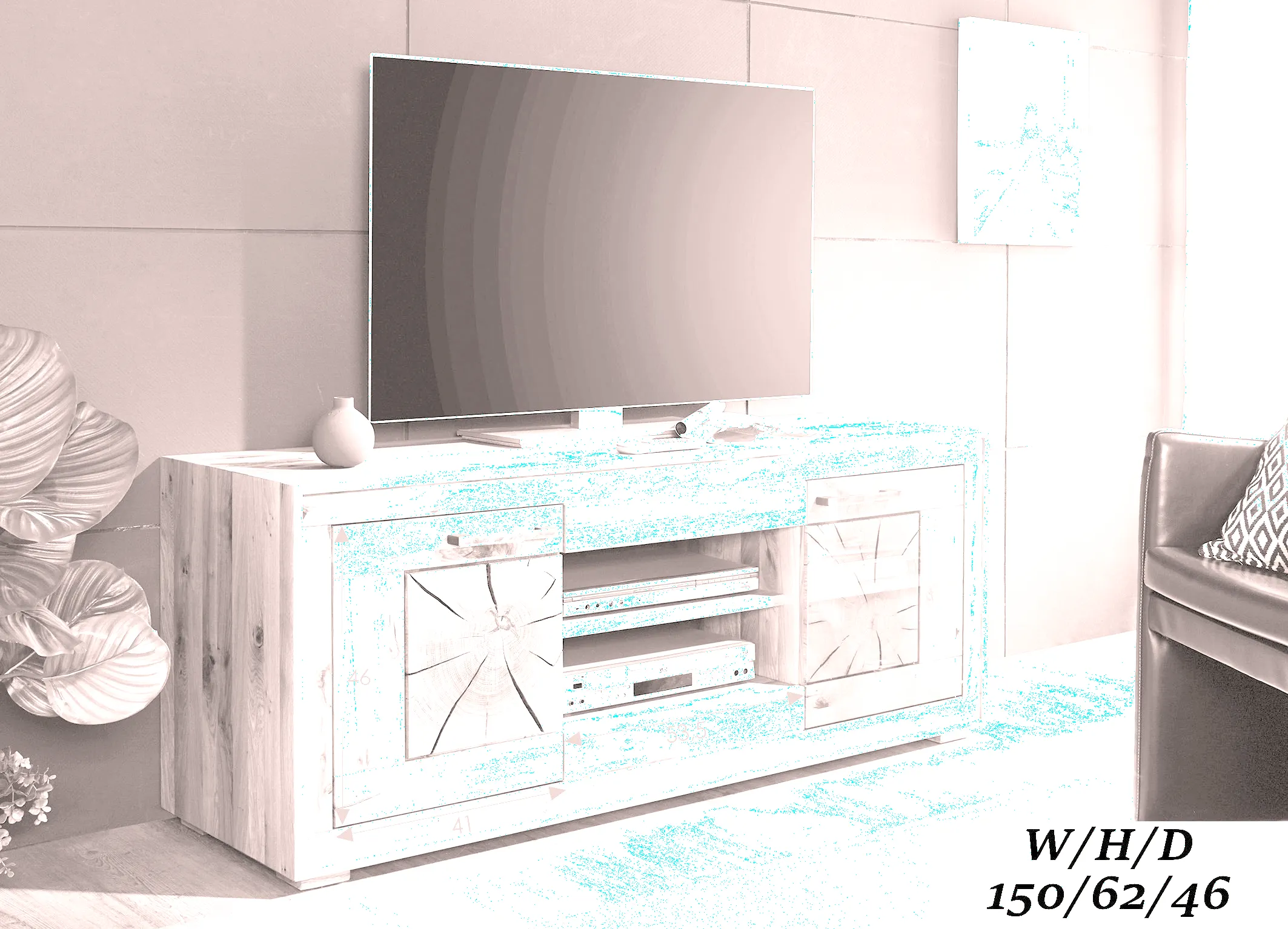 Szafka RTV II Cornflower dębowa 2-drzwiowa 150 cm - GK_1033150411