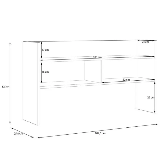 Nadstawka na biurko MODULTRICK 110 cm - efekt drewna, szary - MDUN121-M329