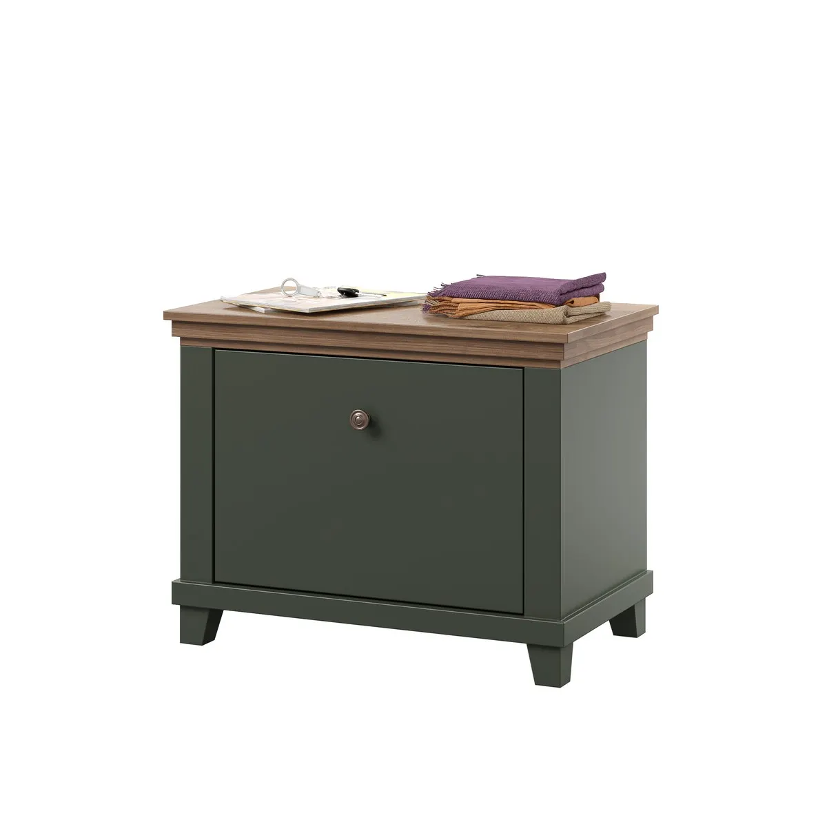 Szafka na buty z półkami EVORA 71x55 ciemnozielona/dąb Lefkas - 24ZRJU38