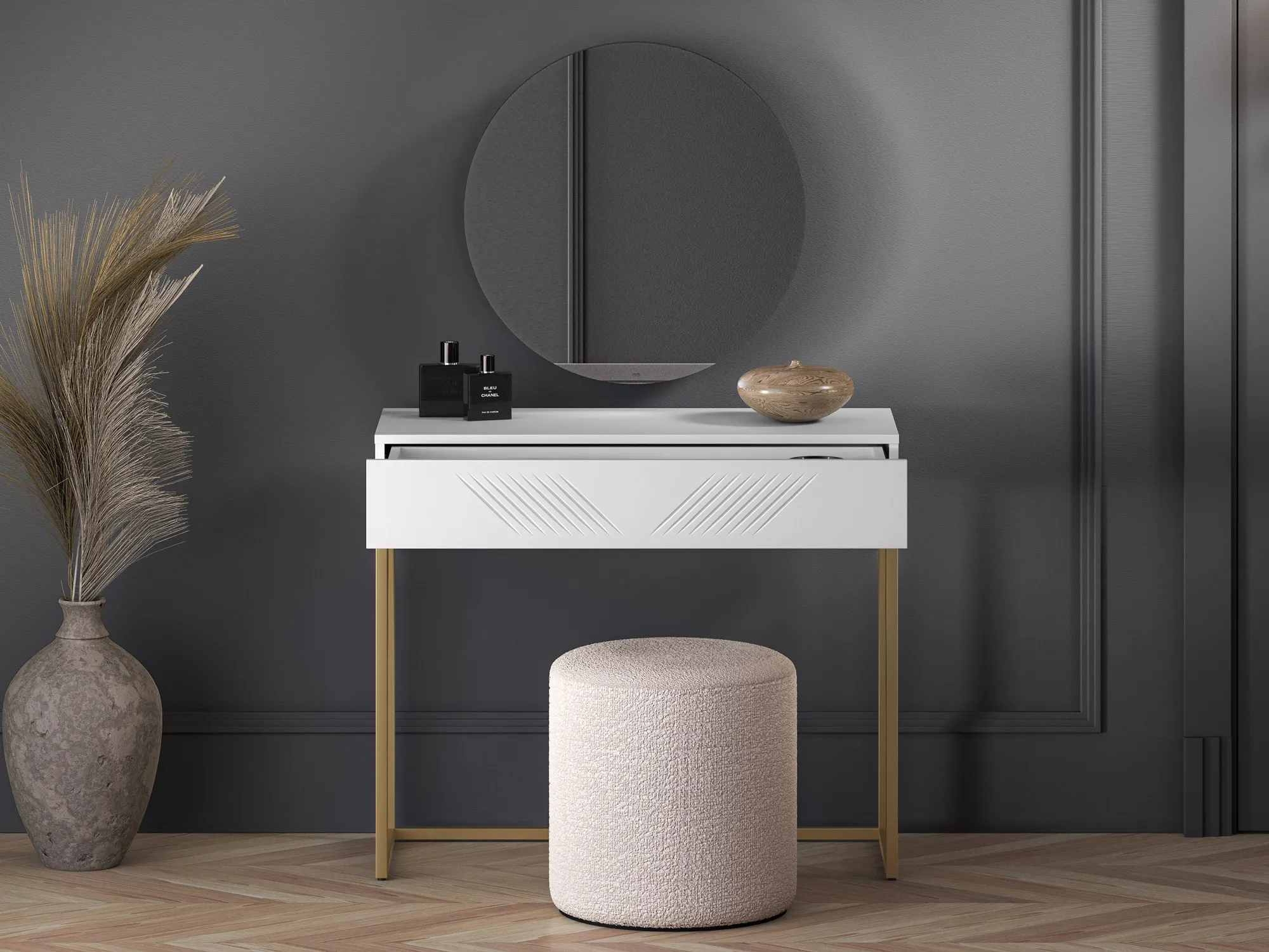 Toaletka Clearing 06 biały alpejski, podstawa-złoty - 1CLEA06-001-03