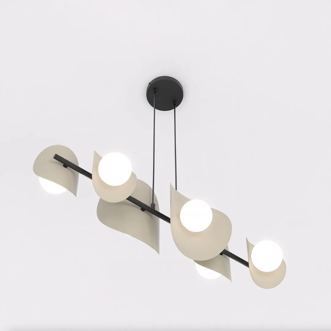 Lampa wisząca metalowa ELEMENTI 6 beżowa — zdjęcie 3