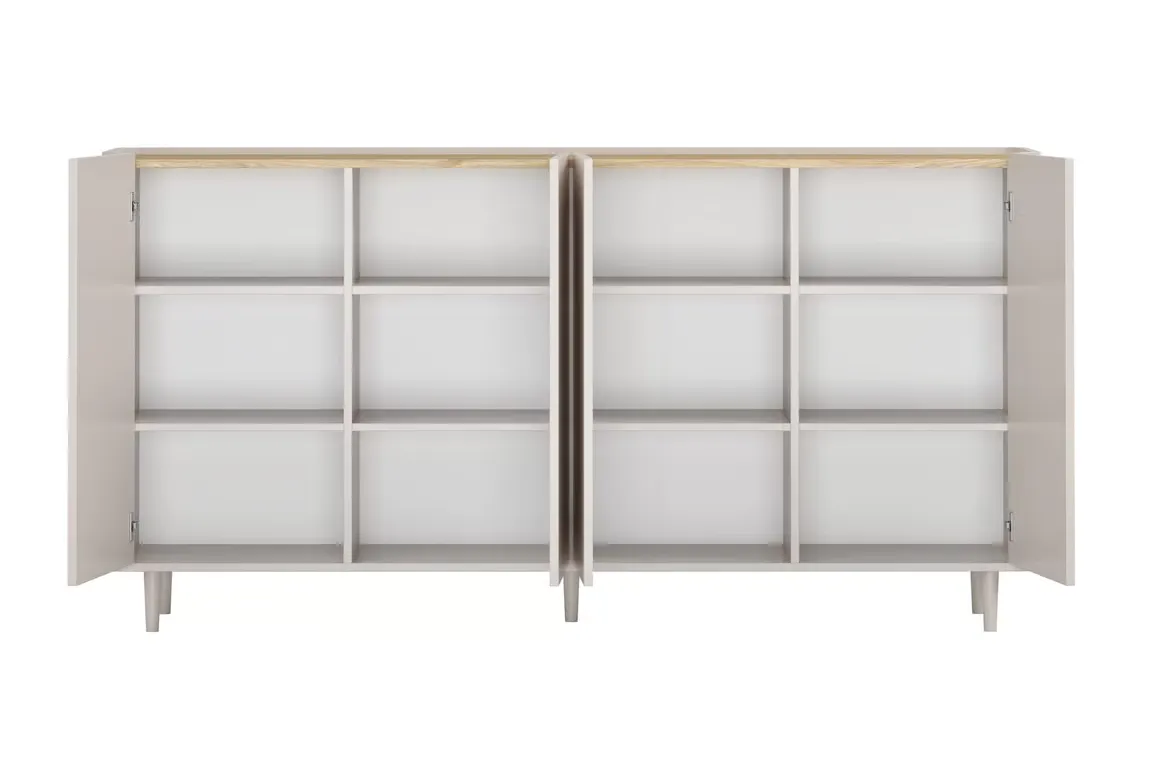 Komoda 4-drzwiowa ELIVO 200cm drewniane nóżki cashmere dąb olejowany — zdjęcie 4