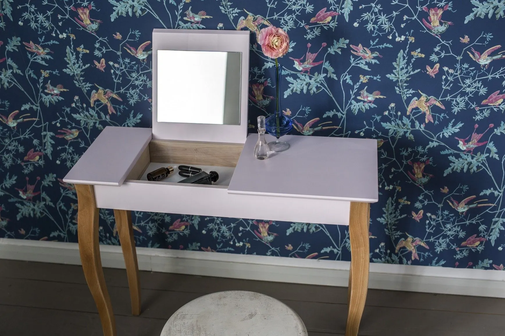 Toaletka z lustrem LILLO 85x35cm jasnoszary naturalny — zdjęcie 8