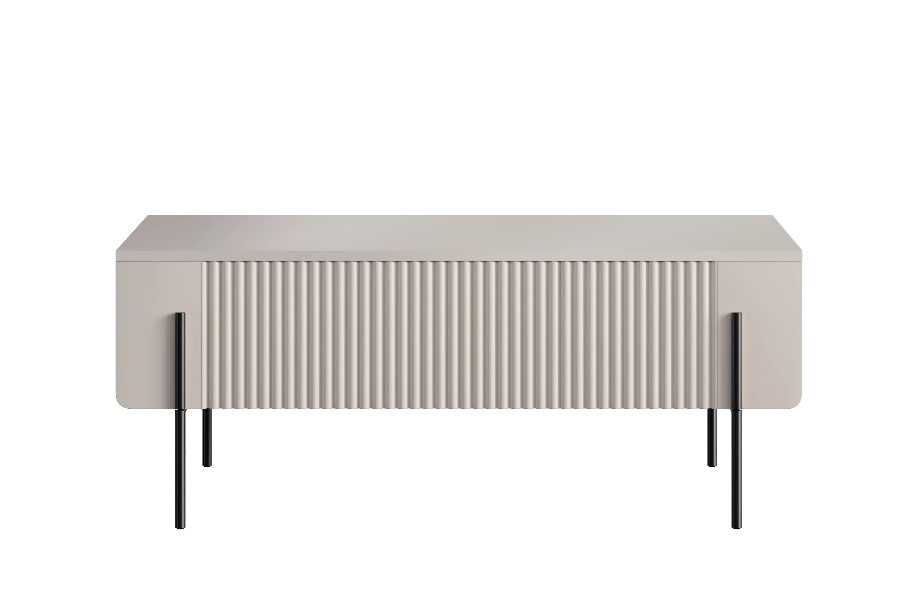 Stolik kawowy z 2 szufladami MALMI ryflowany front 60x100cm - kaszmirowy - czarny - B_167012