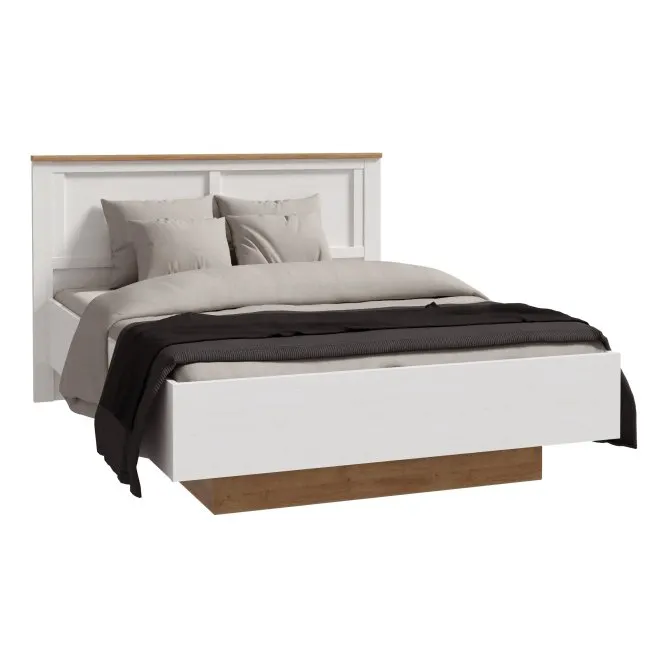 Łóżko ze stelażem CHISBURY 140X200 - dąb riviera, modrzew jasny sibu - BHLL3142-M482