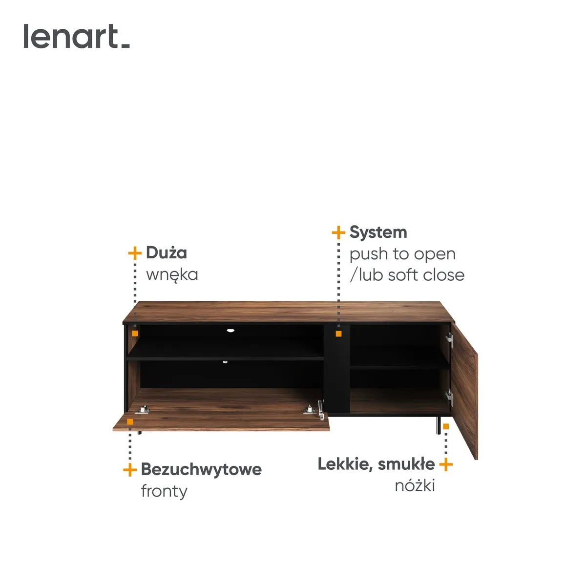 Szafka RTV Borga 03 dąb catania, czarna 155x55x41 - BG3DCC