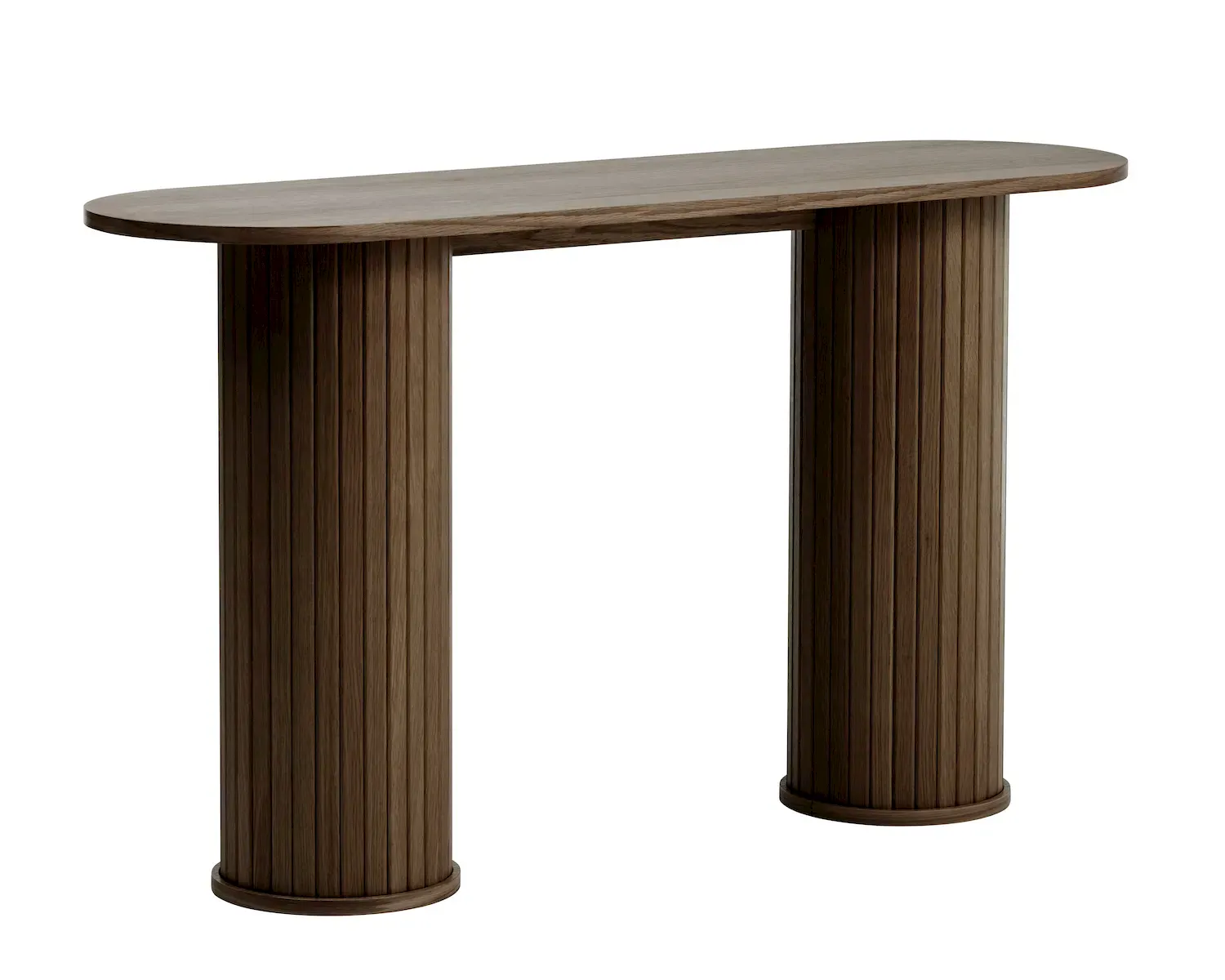 Konsola drewniana NOLA 130 cm ryflowana podstawa dąb wędzony Konsola drewniana NOLA 130 cm ryflowana podstawa dąb wędzony