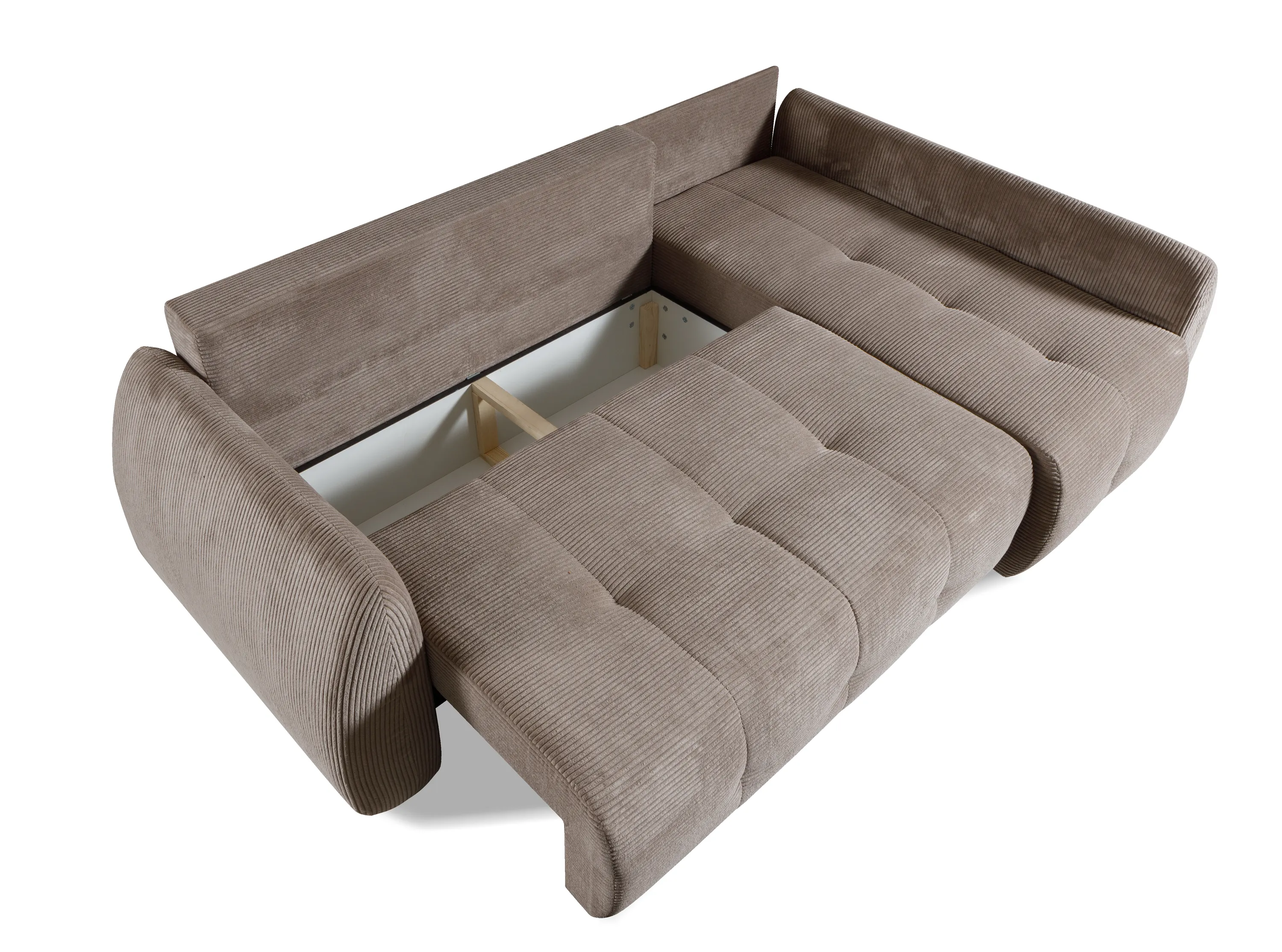 Narożnik rozkładany pikowany LUNA POSO 252 cm L/P z pojemnikiem brązowy - LUNA_POSO_03