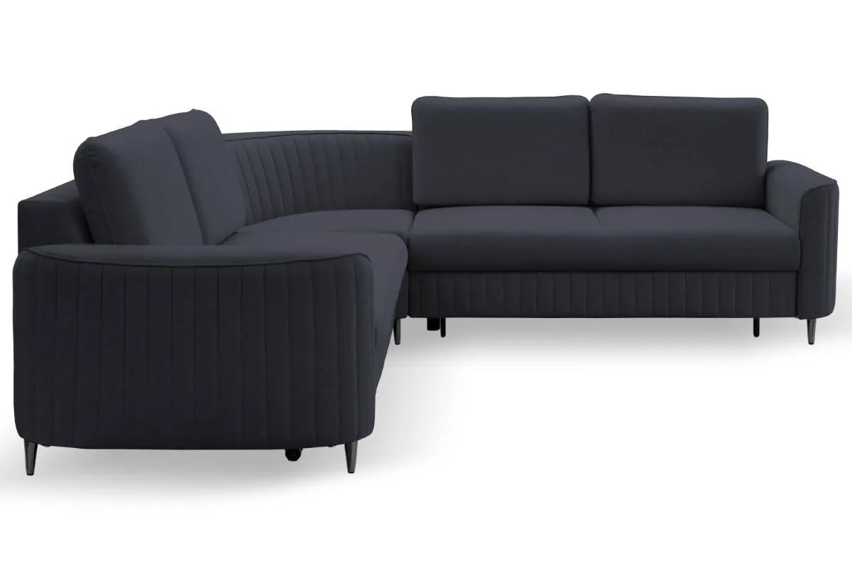 Narożnik rozkładany z pojemnikiem LAREN CASTEL 251 cm prawy granatowy czarne nóżki - LAREN_NAR_CASTEL79_P_CZ