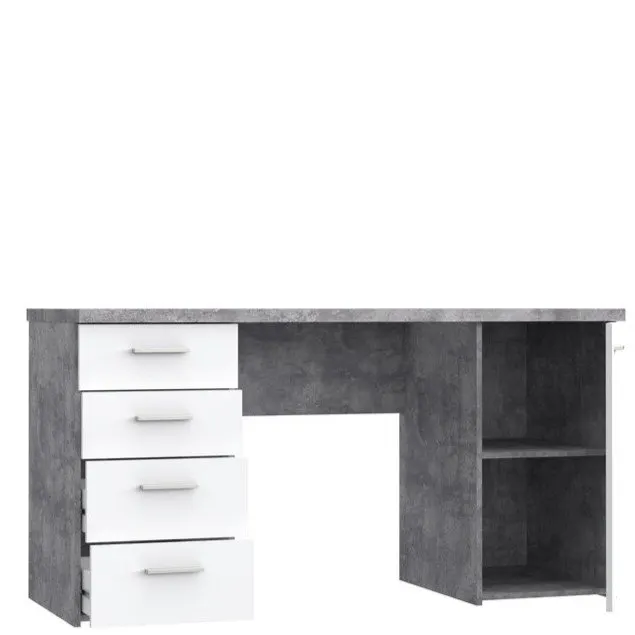 Biurko NET106 z szafką i 4 szufladami - biały, jasny beton - MT926-C264