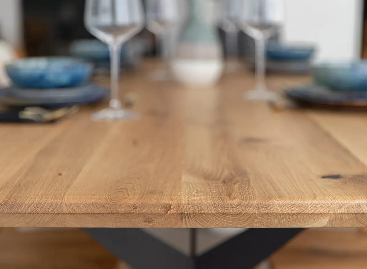 Stół dębowy SISTINA 160x90 na metalowych nogach, naturalny, olejowany - SISTINA160X90