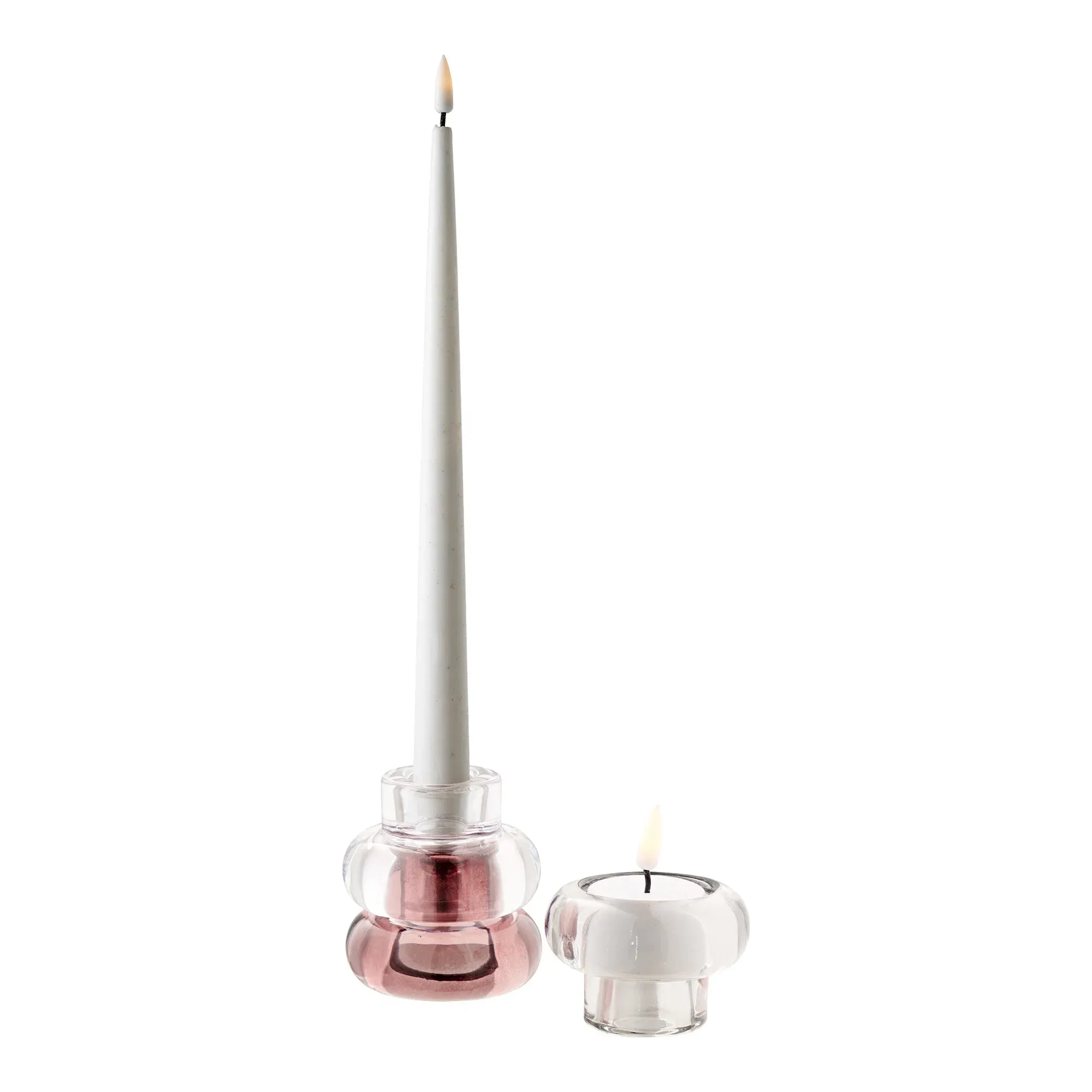 Świeczniki szklane CANDLE - zestaw 3 sztuk bordowy szry transparentny — zdjęcie 2