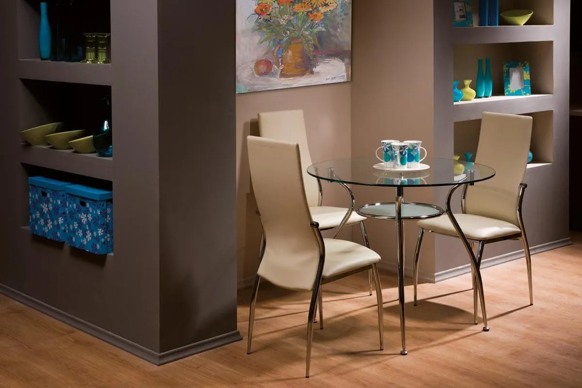 Stół FINEZJA okrągły szklany chrom 90 cm Signal - FINEZJAAT90