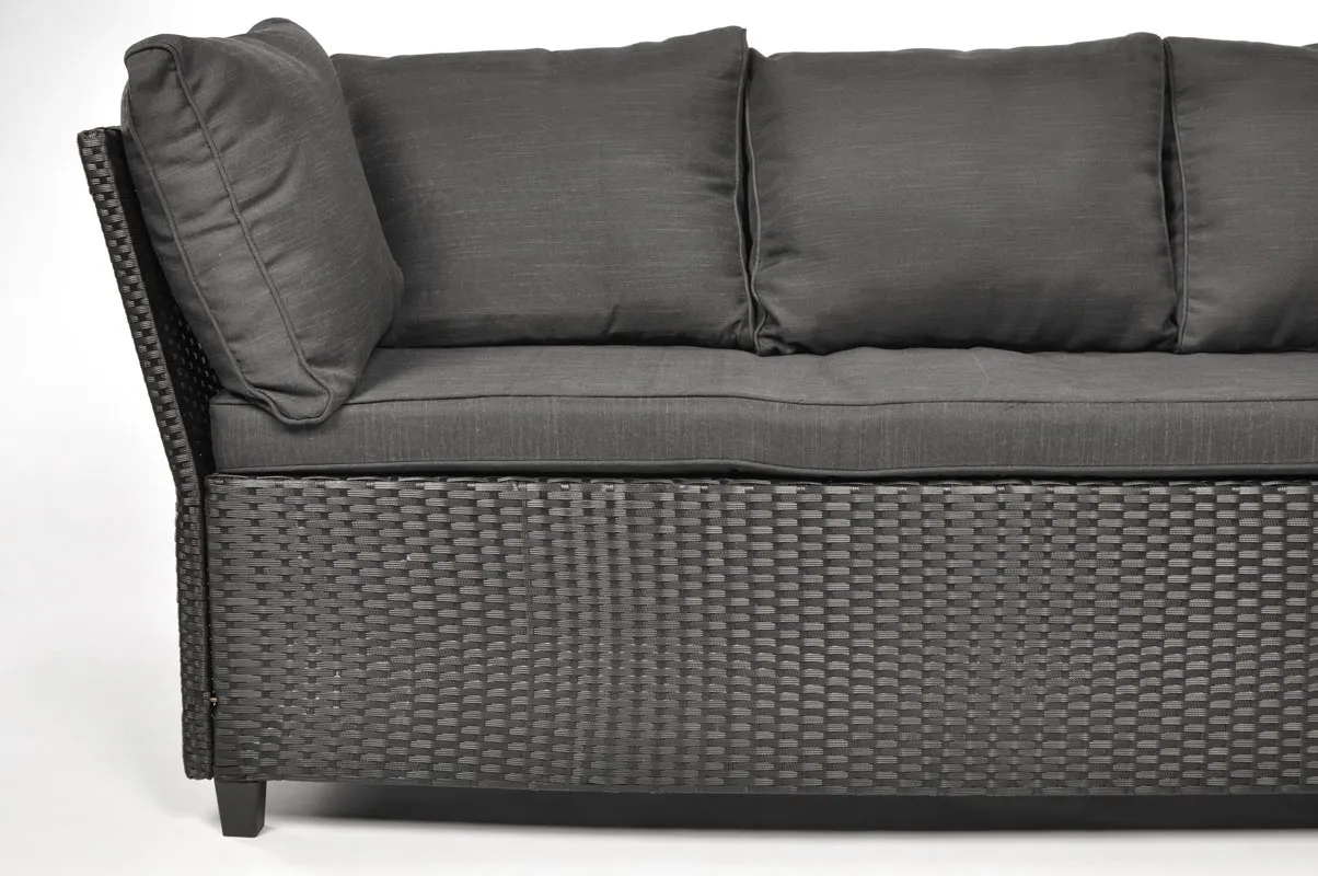 Narożnik ogrodowy wypoczynkowy SZTOKHOLM ze stołem technorattan czarny - FE5906480909794