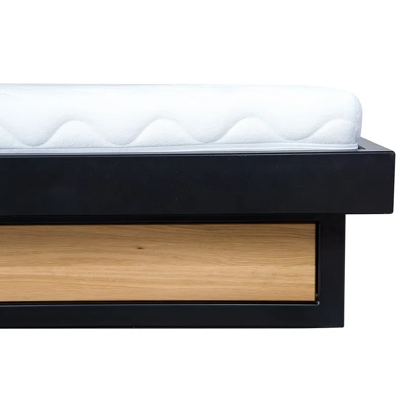 Łóżko metalowo - dębowe LK370 Surowy nielakierowany 180x200 DREWMAX - 40722