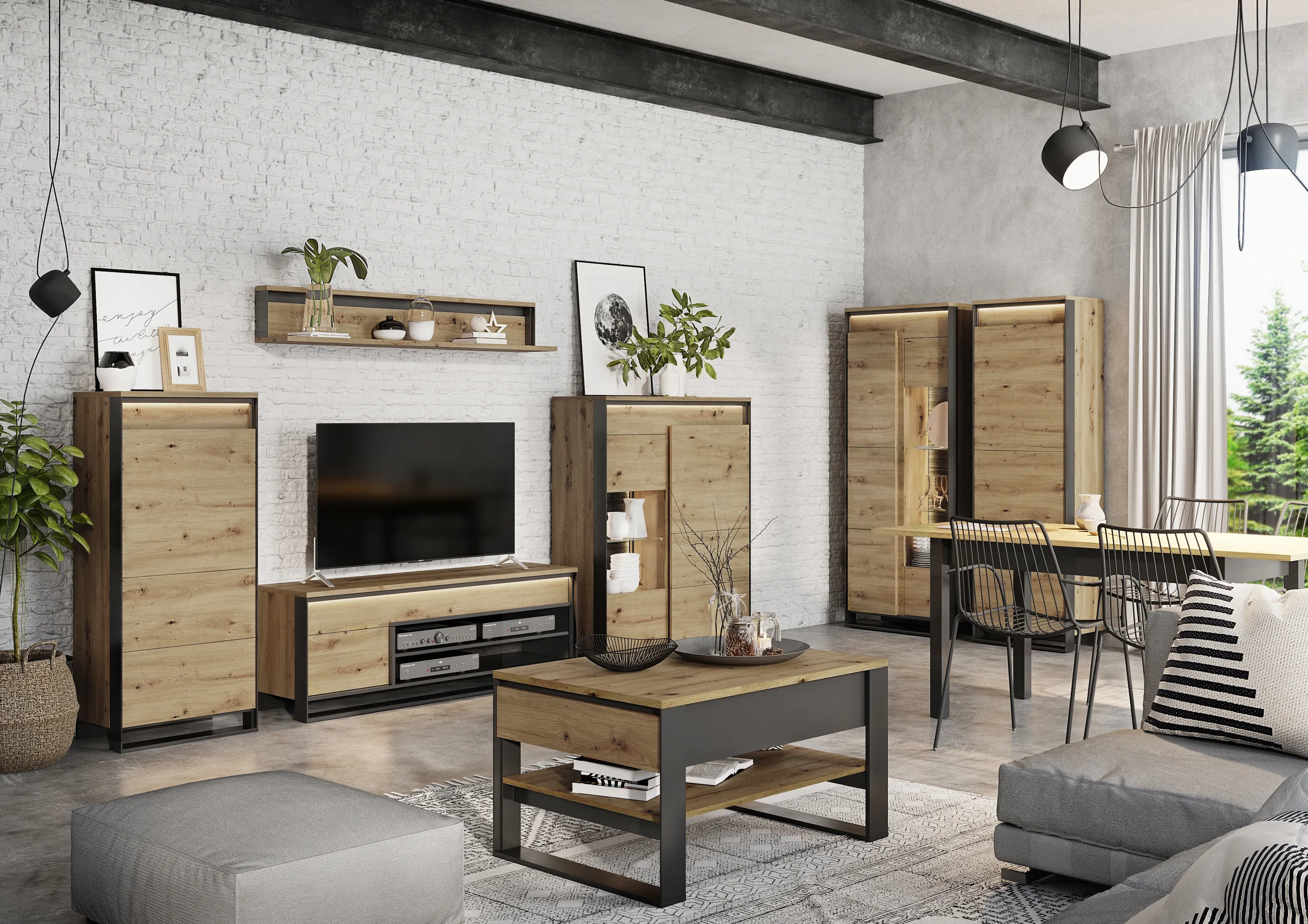 Półka Quant QA-05 155cm dąb artisan/czarna - QA5DAC