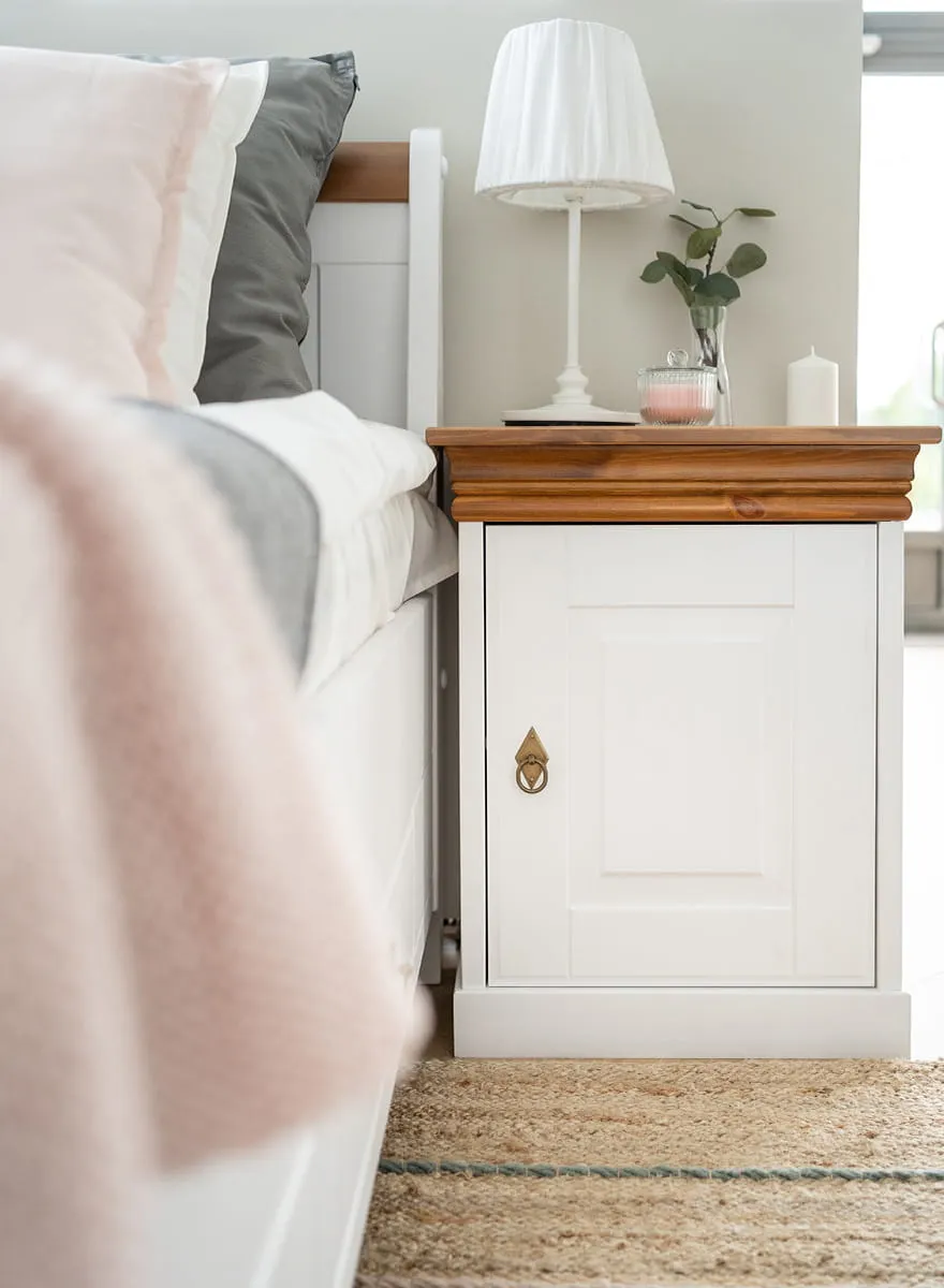 Szafka nocna sosnowa Toskania Kolor: biały, bejca - PL2039BS