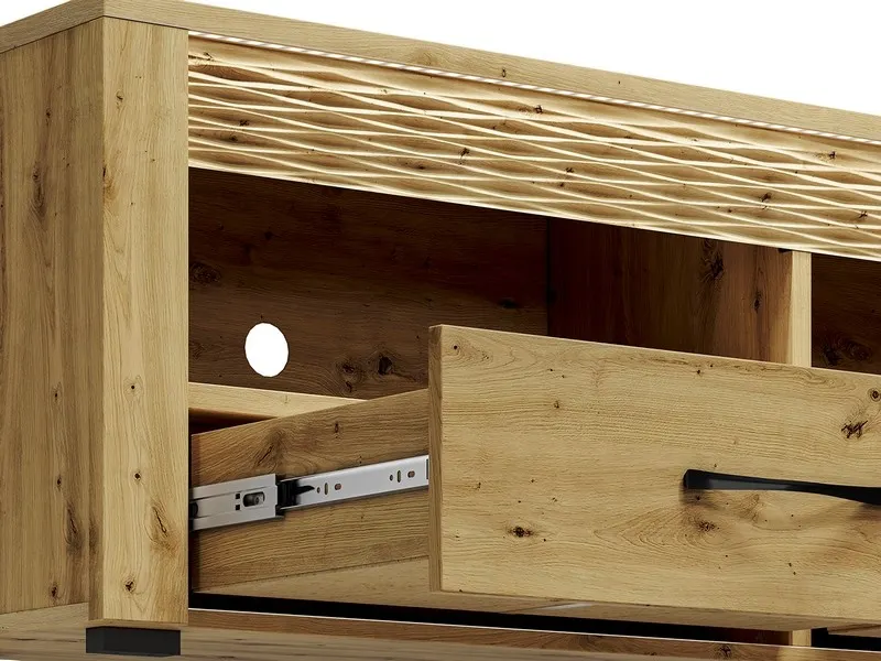 Szafka RTV z 2 szufladami i oświetleniem ARTIS 11, dąb artisan - 1ARTI11-001