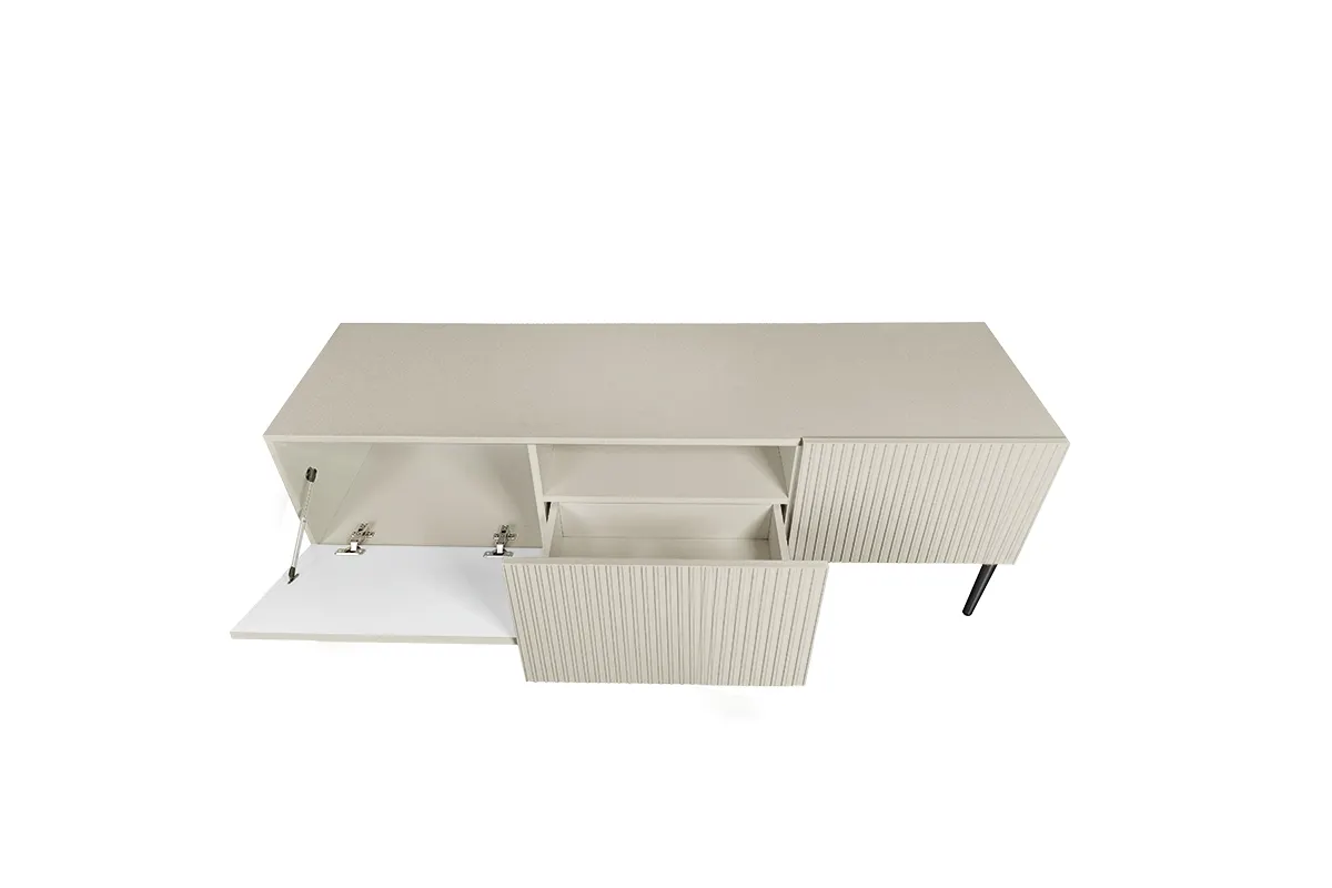 Szafka RTV NICOLE 150 z szufladą - kremowa - czarny stelaż - B_55549