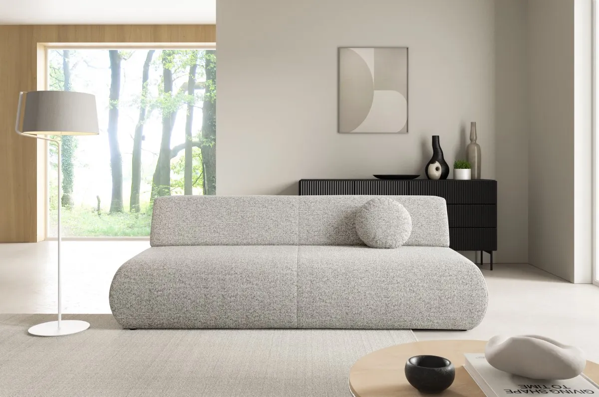 Sofa rozkładana z pojemnikiem PUENTE 214 cm jasny beż — zdjęcie 9