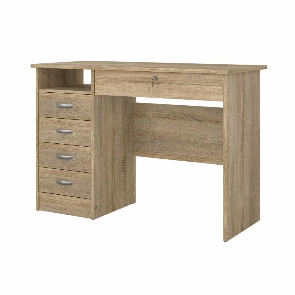 Biurko z 5 szufladami (1 zamykana na klucz) FUNCTION PLUS 110 cm dąb - TV_80163AKAK