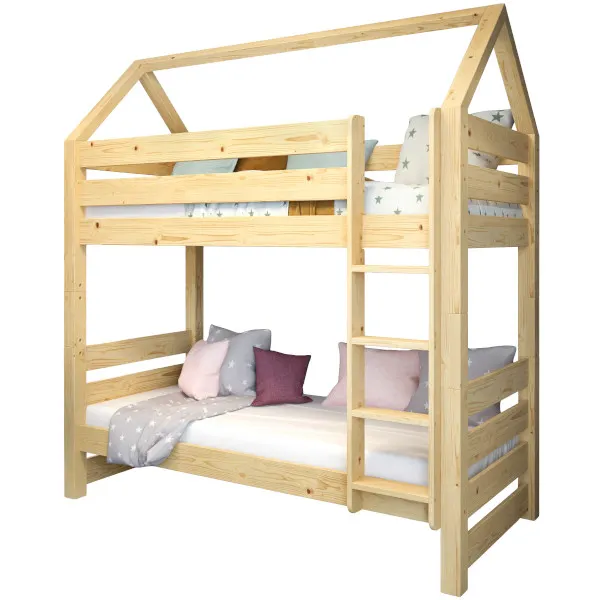 Łóżko piętrowe z daszkiem COSY HOME 90x200 naturalne Łóżko piętrowe z daszkiem COSY HOME 90x200 naturalne