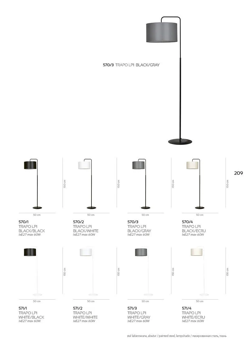 Lampa stojąca TRAPO czarny ecru — zdjęcie 4