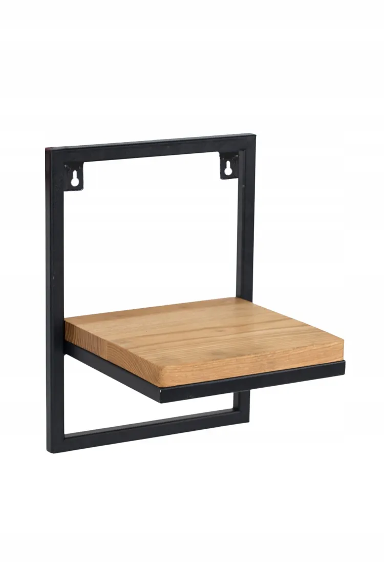 Kwietnik wiszący LENS S metal drewno czarny naturalny Półka, Drewno, Meble, Tabela, Sklejka