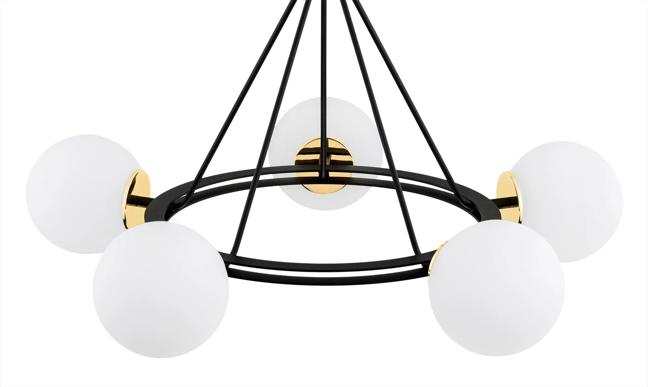 Żyrandol AMALFI metalowy czarny mosiądz opal 85x71cm - 2119